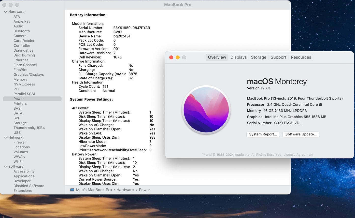 Apple 2019 MacBook Pro 13" TB 2.4GHz Quad-Core i5 16GB RAM 512GB SSD - Very good