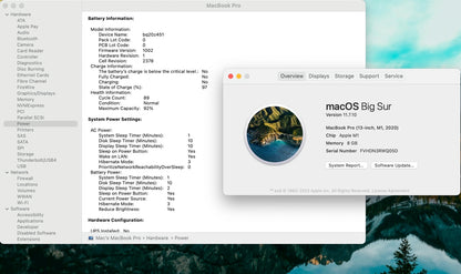 Apple 2020 MacBook Pro 13" M1 (8-Core GPU) 8GB RAM 256GB SSD - Excellent