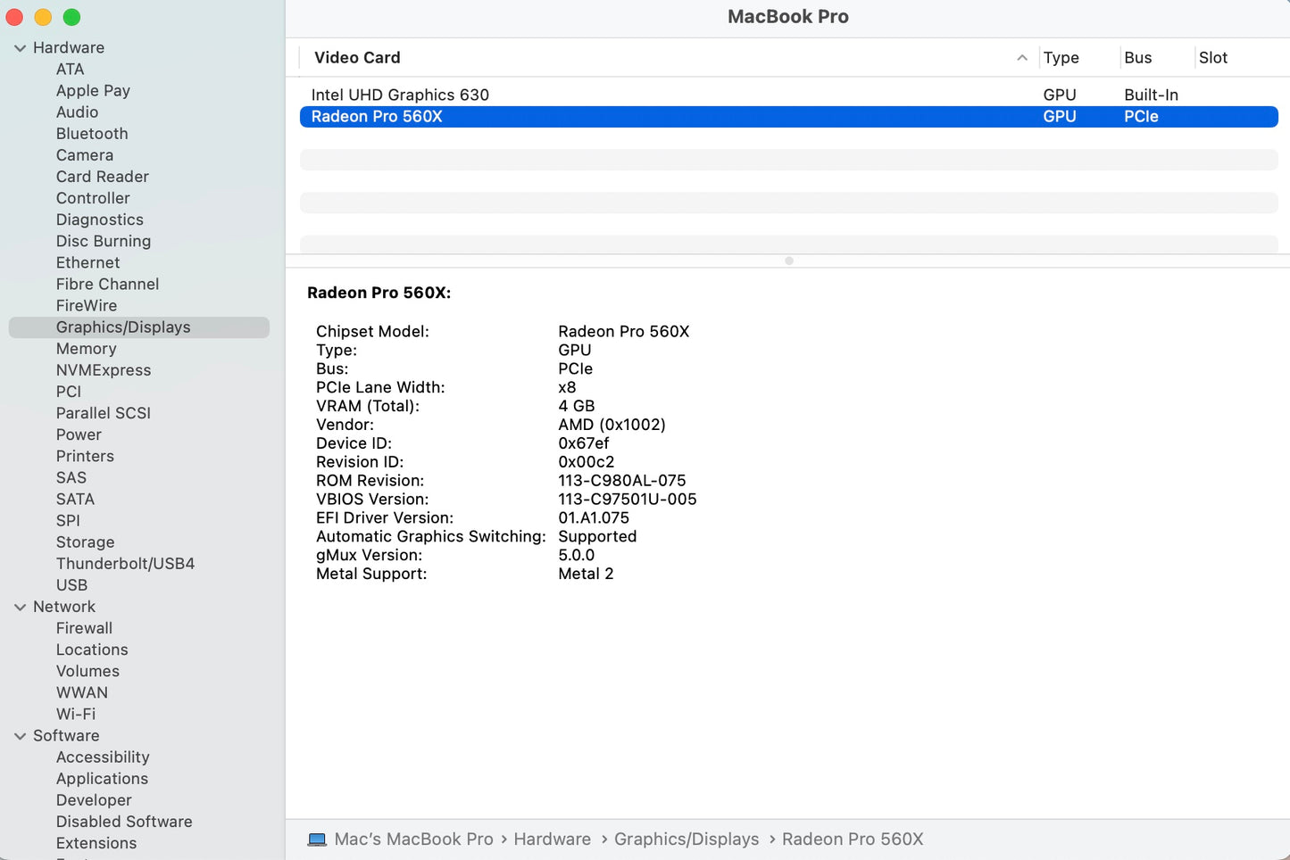 Apple 2018 MacBook Pro 15" TB 2.6GHz i7 16GB RAM 512GB SSD RP560X 4GB Very good