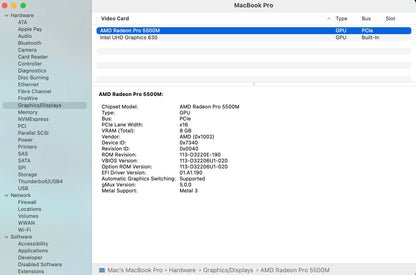 Apple 2019 MacBook Pro 16" TB 2.4GHz i9 32GB RAM 2TB SSD RP5500M 8GB - Very good