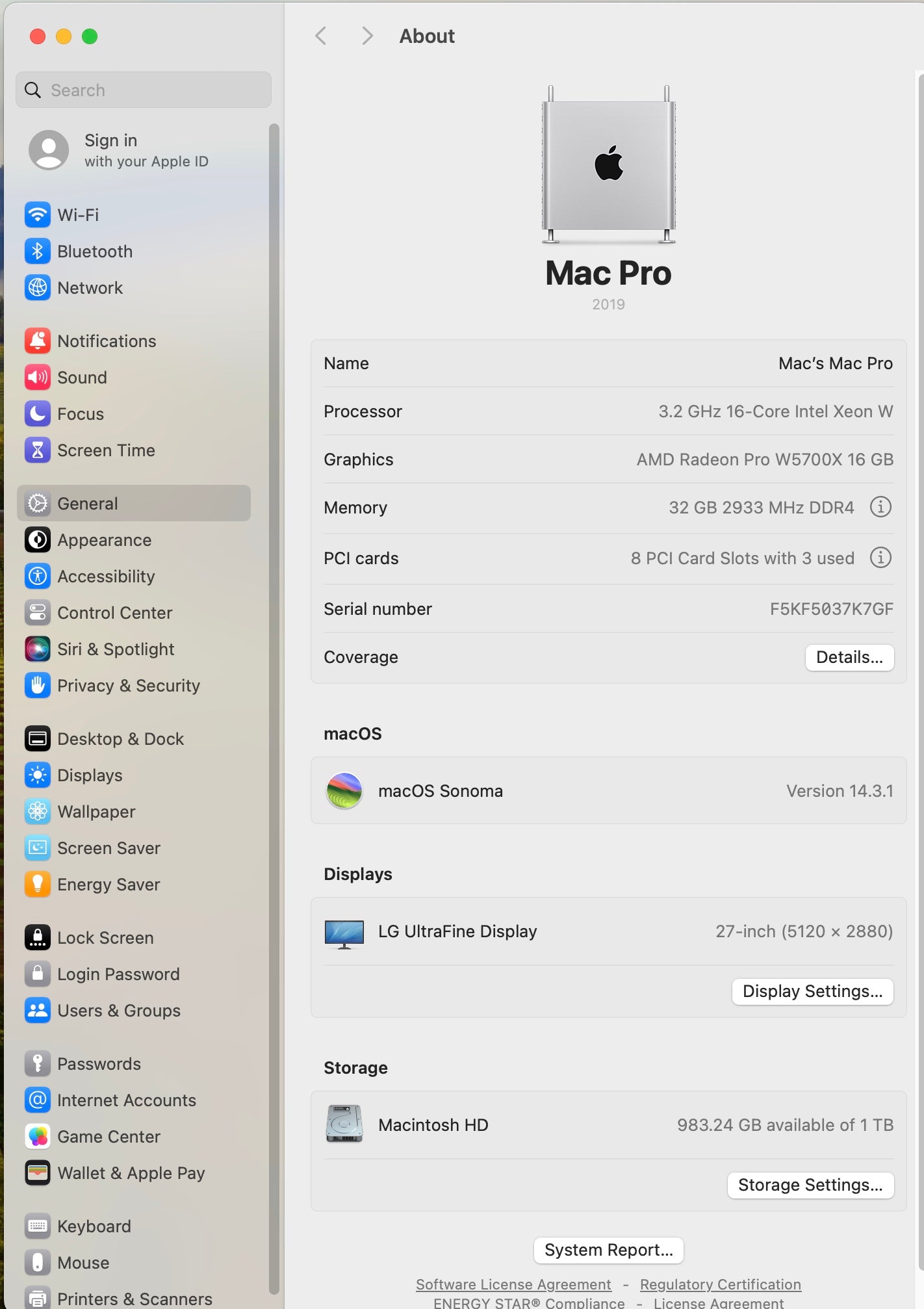 Apple 2019 Mac Pro 3.2GHz 16-Core Xeon W 32GB RAM 1TB SSD 2x RP W5700X 16GB