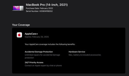 Apple 2021 MacBook Pro 14" M1 Pro (14-Core GPU) 16GB RAM 512GB SSD AC+ Excellent
