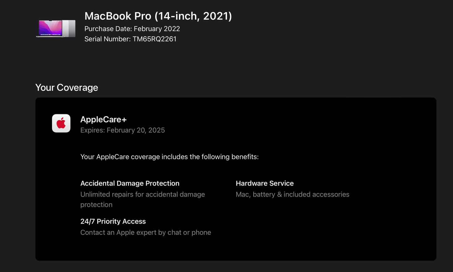 Apple 2021 MacBook Pro 14" M1 Pro (14-Core GPU) 16GB RAM 512GB SSD AC+ Very good