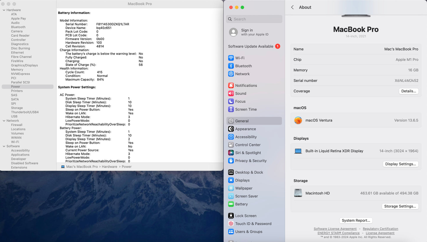 Apple 2021 MacBook Pro 14" M1 Pro (14-Core GPU) 16GB RAM 512GB SSD - Good