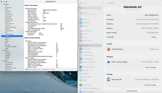Apple 2019 MacBook Air 13 in 1.6GHz i5 8GB RAM 128GB SSD IUG617 - Good
