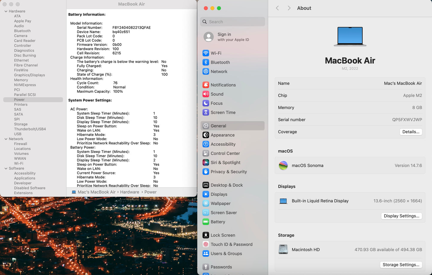 Apple 2022 MacBook Air M2 13.6" (10-Core GPU) 8GB RAM 512GB SSD AC+ - Excellent