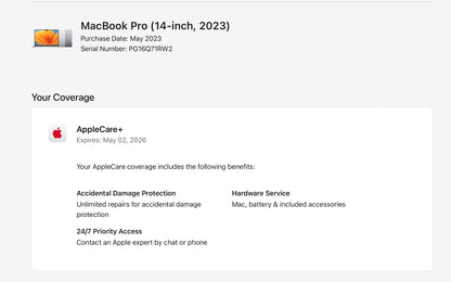 Apple 2023 MacBook Pro 14" M2 Pro (19-Core GPU) 16GB RAM 2TB SSD AppleCare+ 2026