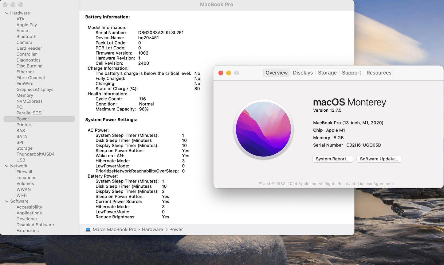 Apple 2020 MacBook pro 13" M1 (8-Core GPU) 8GB RAM 256GB SSD Very good