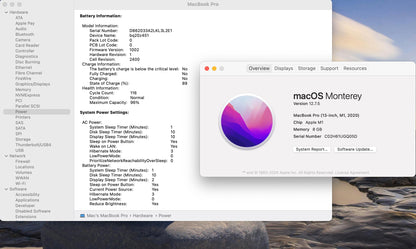 Apple 2020 MacBook pro 13" M1 (8-Core GPU) 8GB RAM 256GB SSD Very good