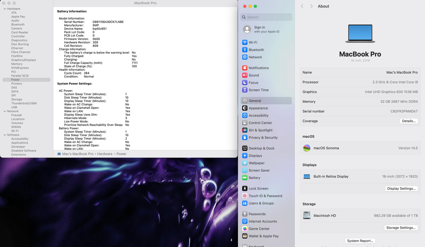 Apple 2019 MacBook Pro 16 in 2.3GHz i9 32GB RAM 1TB SSD RP5500M 8GB - Very Good