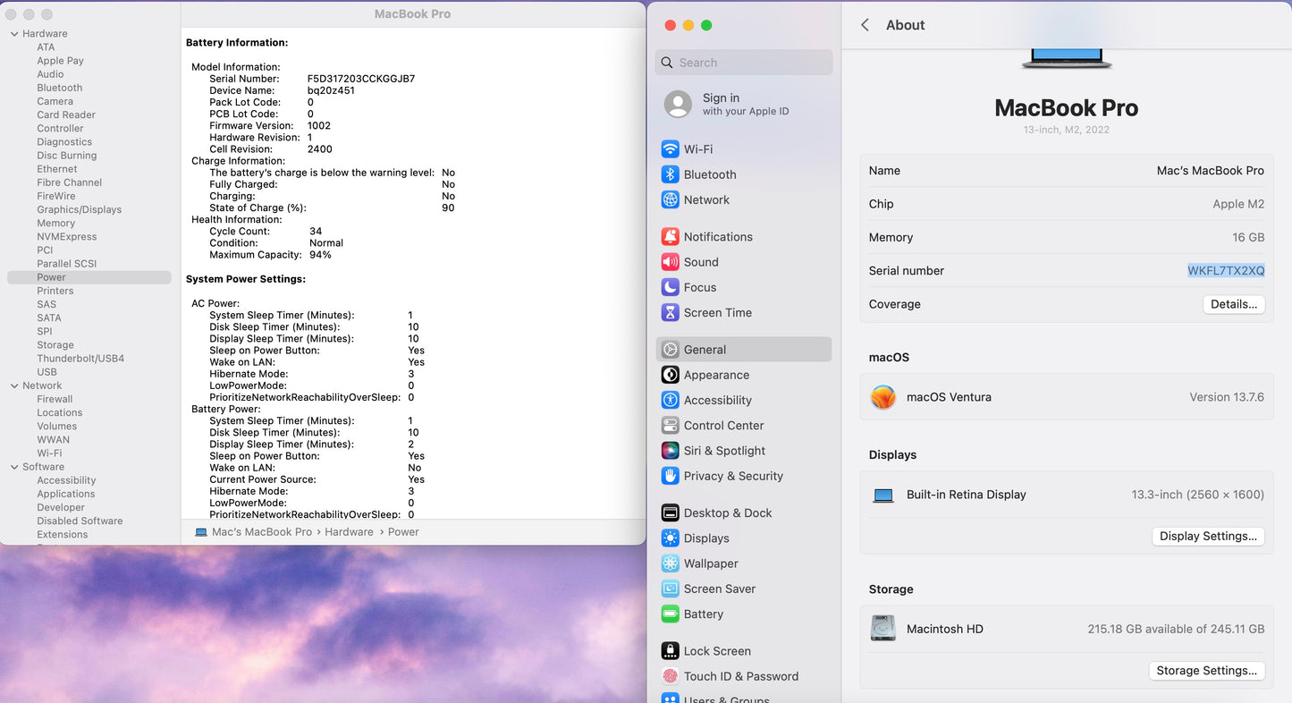 Apple 2022 MacBook Pro 13" M2 (10-Core GPU) 16GB RAM 256GB SSD AC+ - Excellent