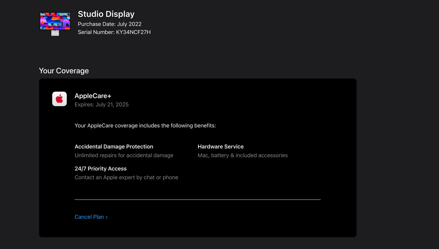 Apple 2022 Studio Display 27" Nano-texture glass (Tilt-Adjustable Stand) AC+