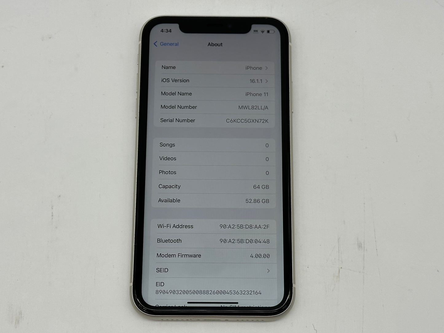 Apple iPhone 11 GSM/CDMA Unlocked 128GB "White"